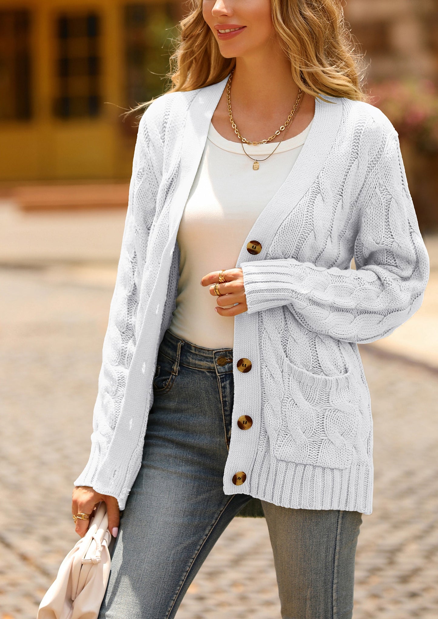 Classic Chunky Cable Knit Cardigan