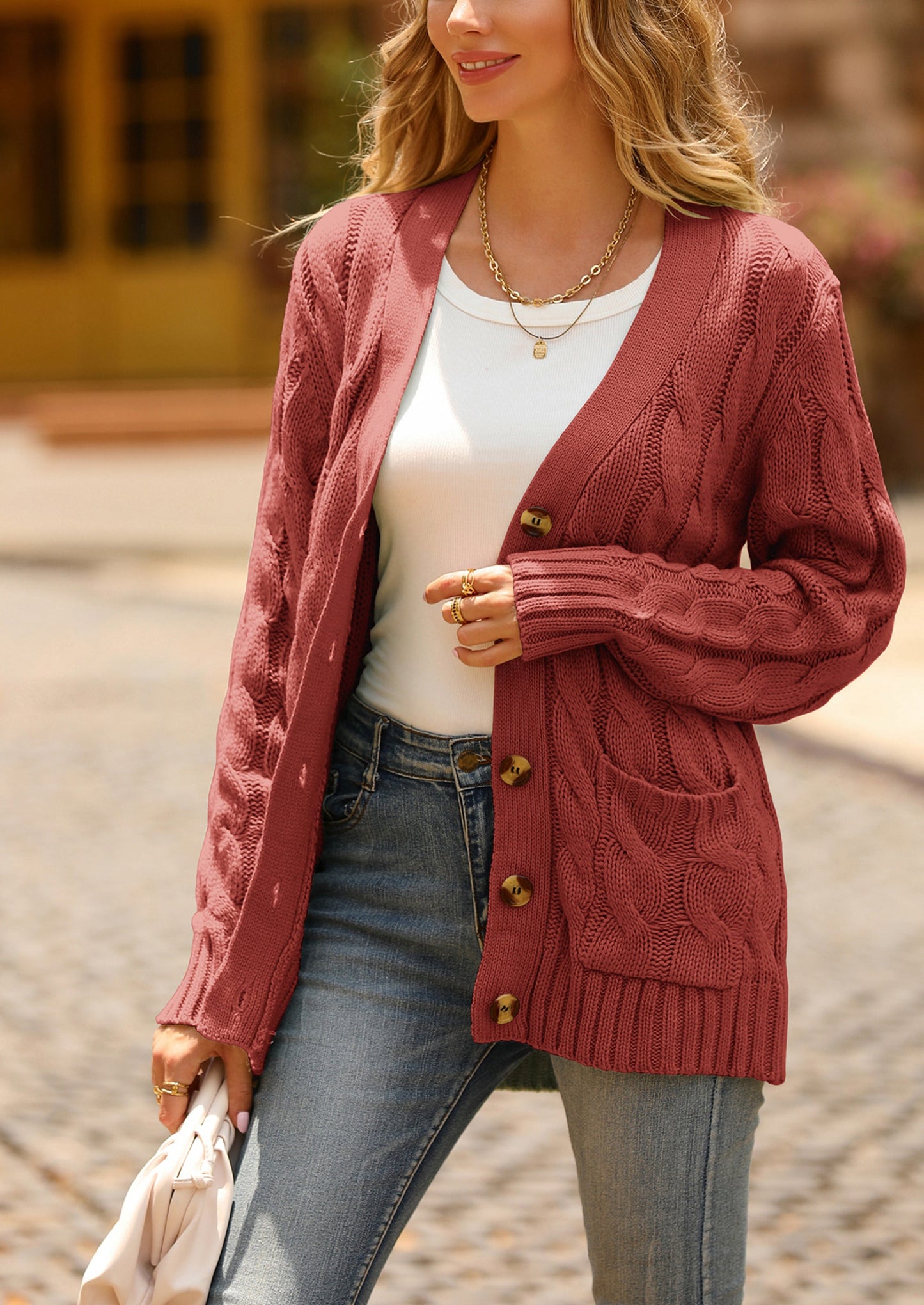 Classic Chunky Cable Knit Cardigan