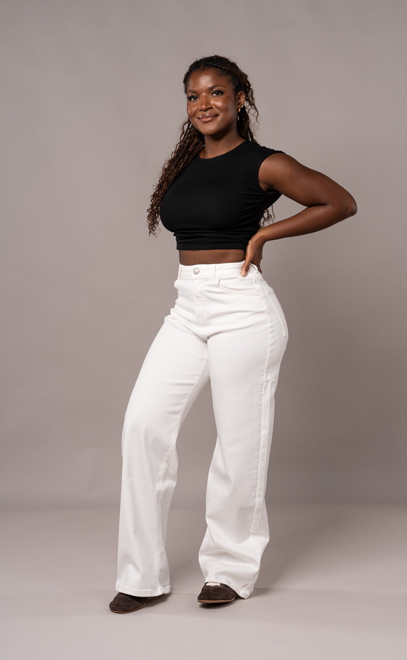 Womens Pastel Baggy Jeans - White