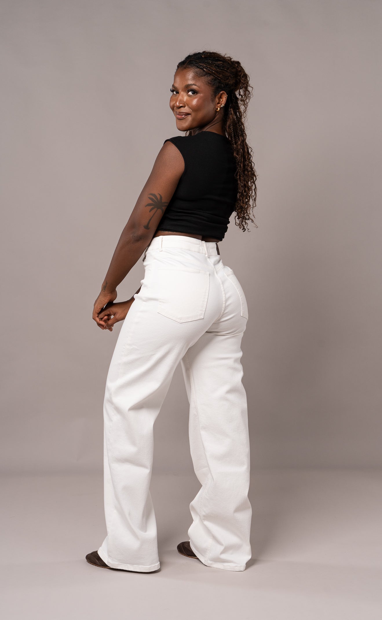 Womens Pastel Baggy Jeans - White