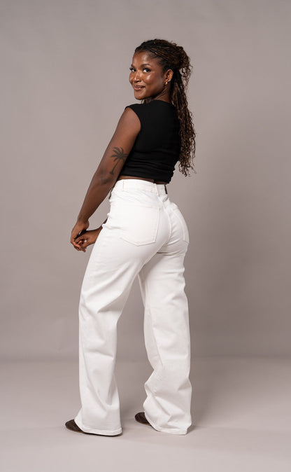 Womens Pastel Baggy Jeans - White