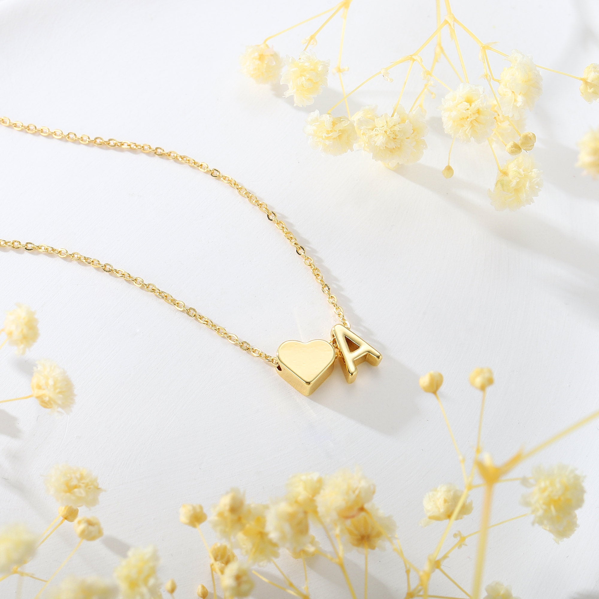 Love Heart Initial Necklace