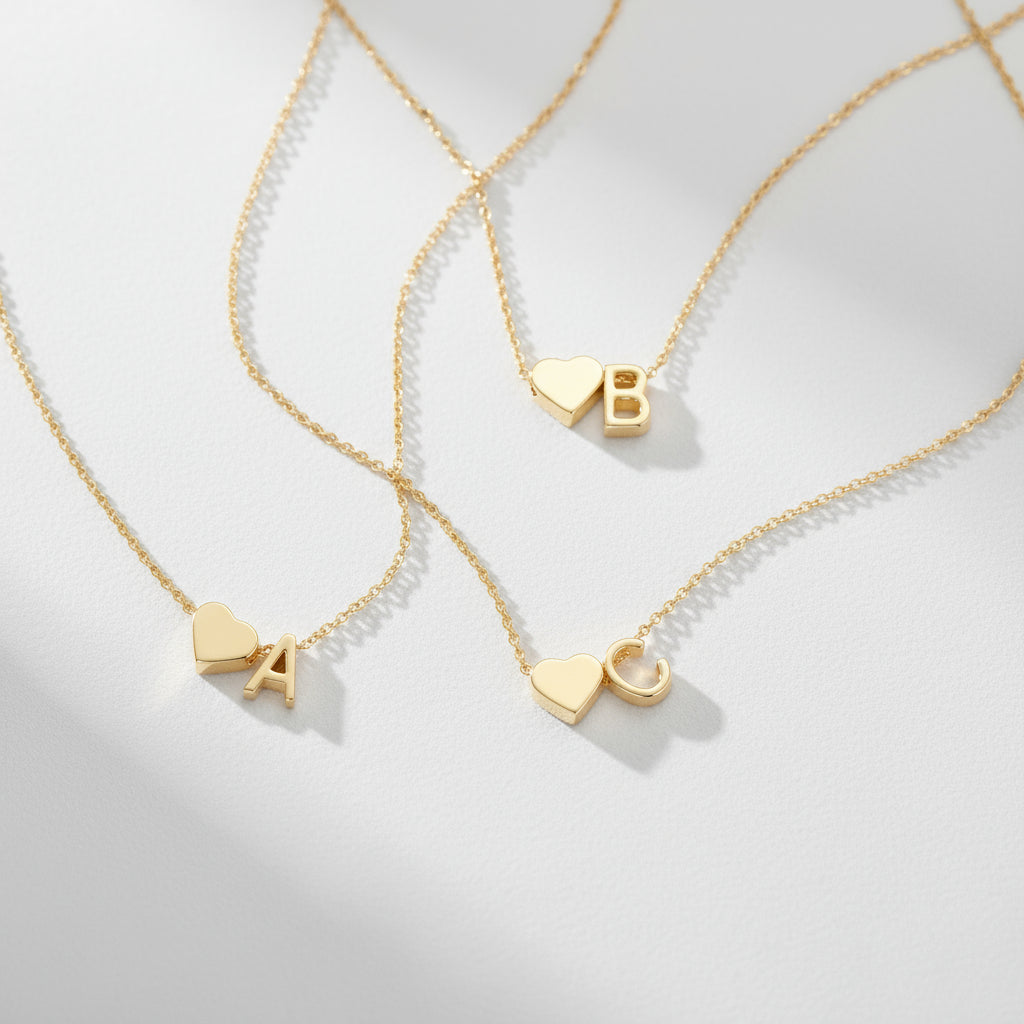 Love Heart Initial Necklace