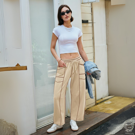 Barrel Leg Drawstring Pants