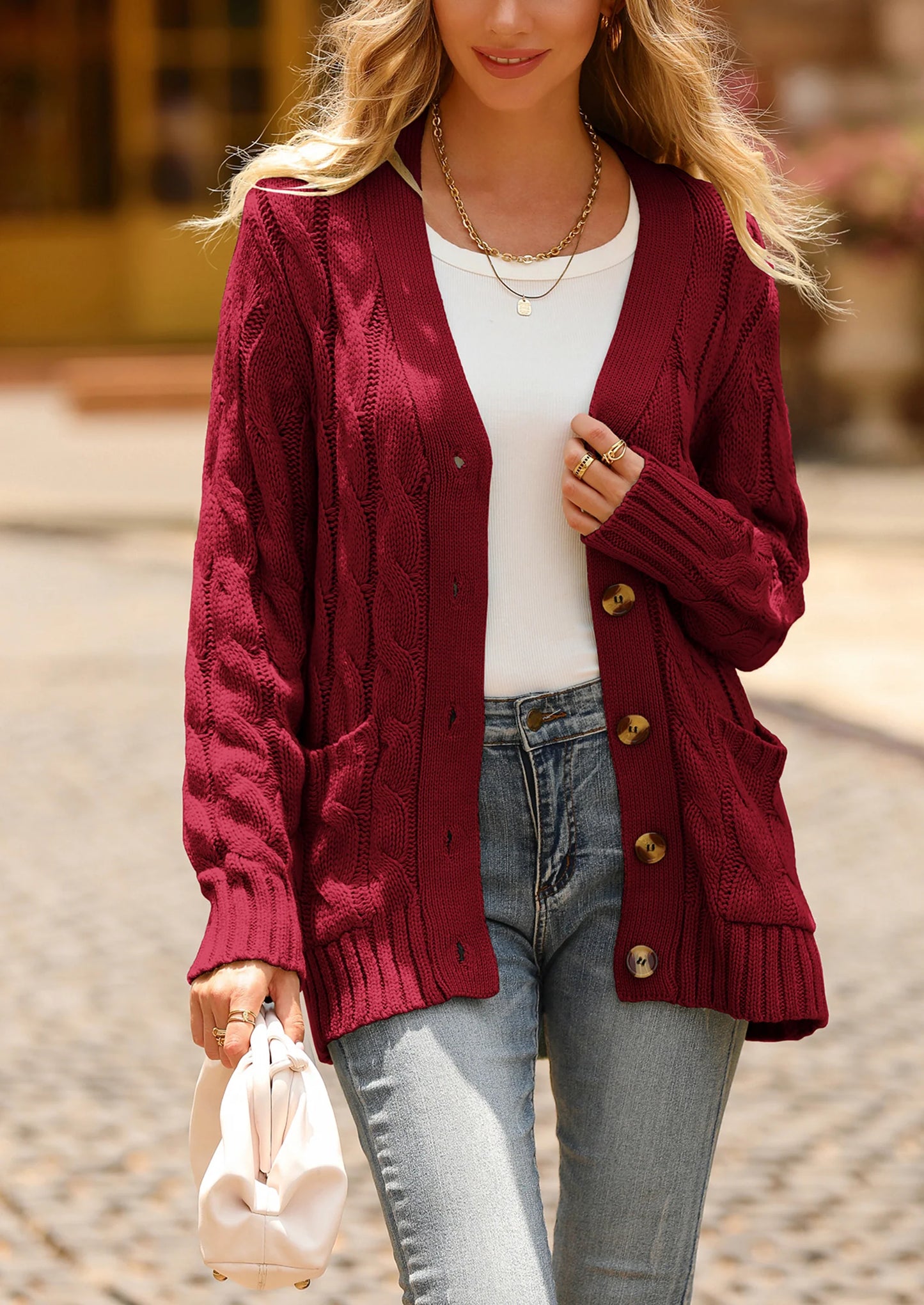 Classic Chunky Cable Knit Cardigan