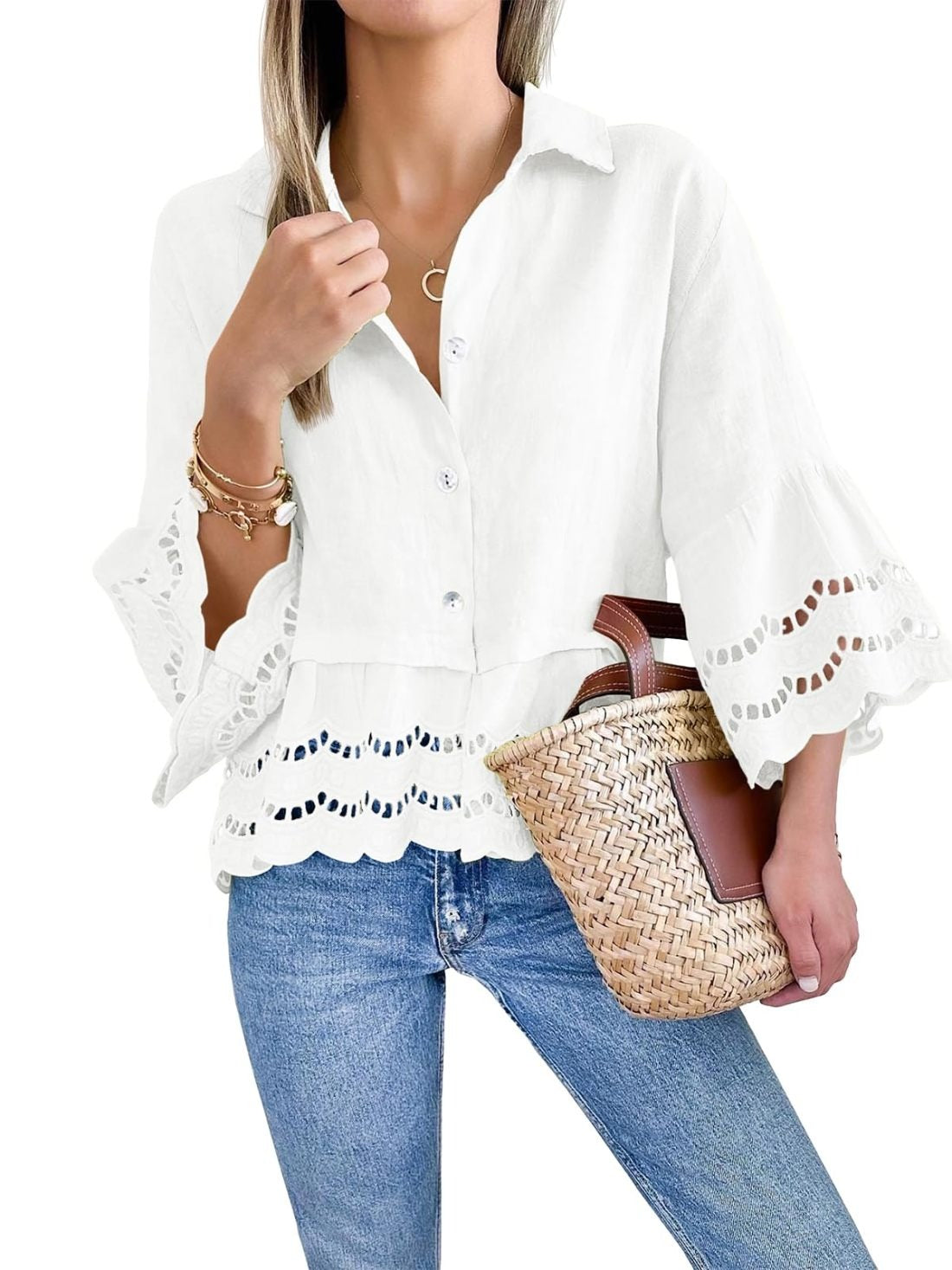 Blouse with hollowed out design