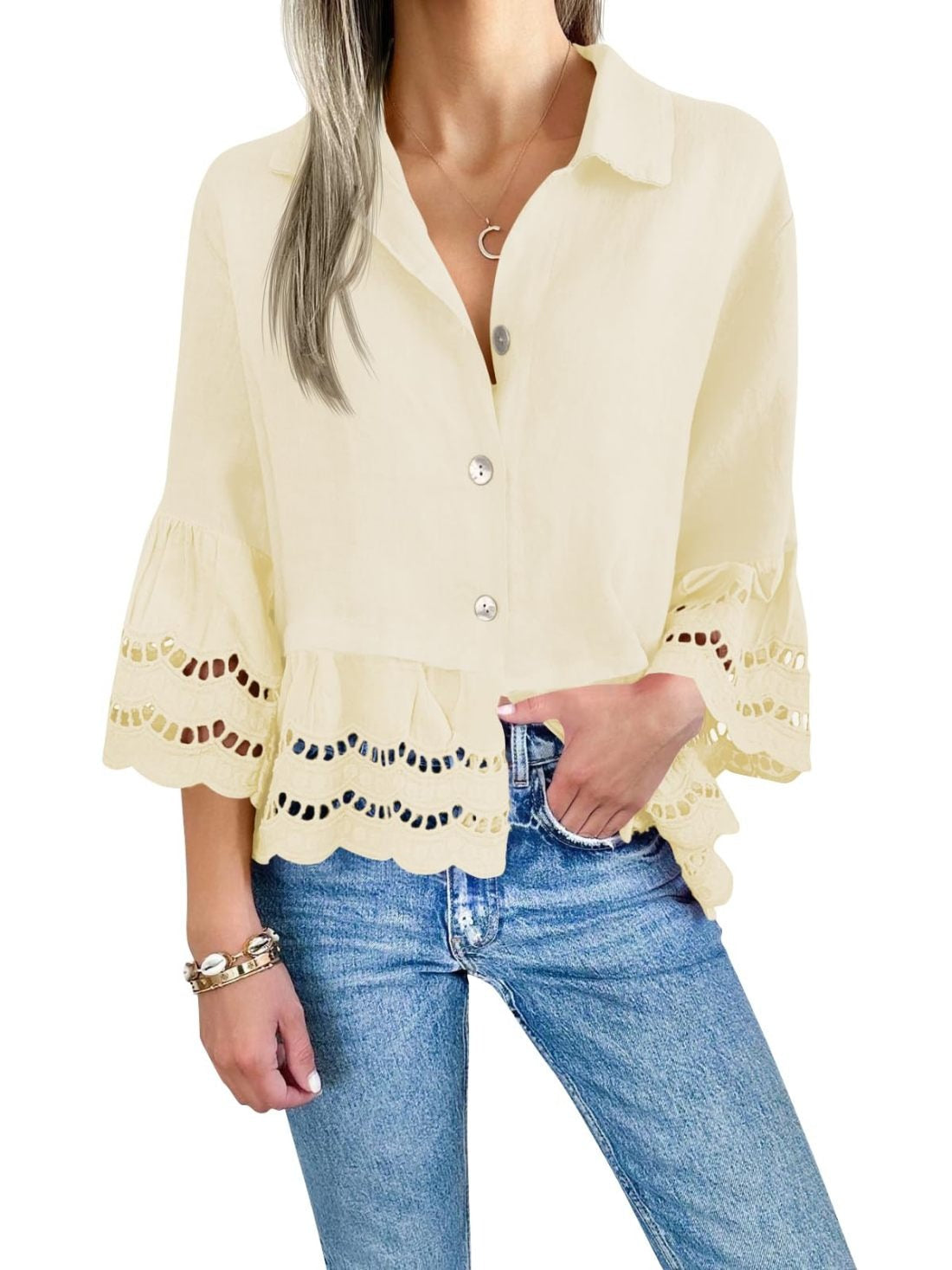 Blouse with hollowed out design