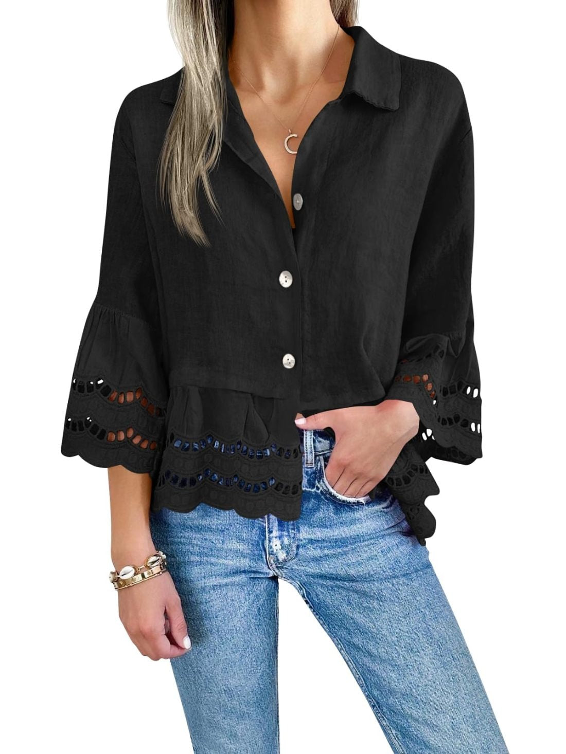 Blouse with hollowed out design