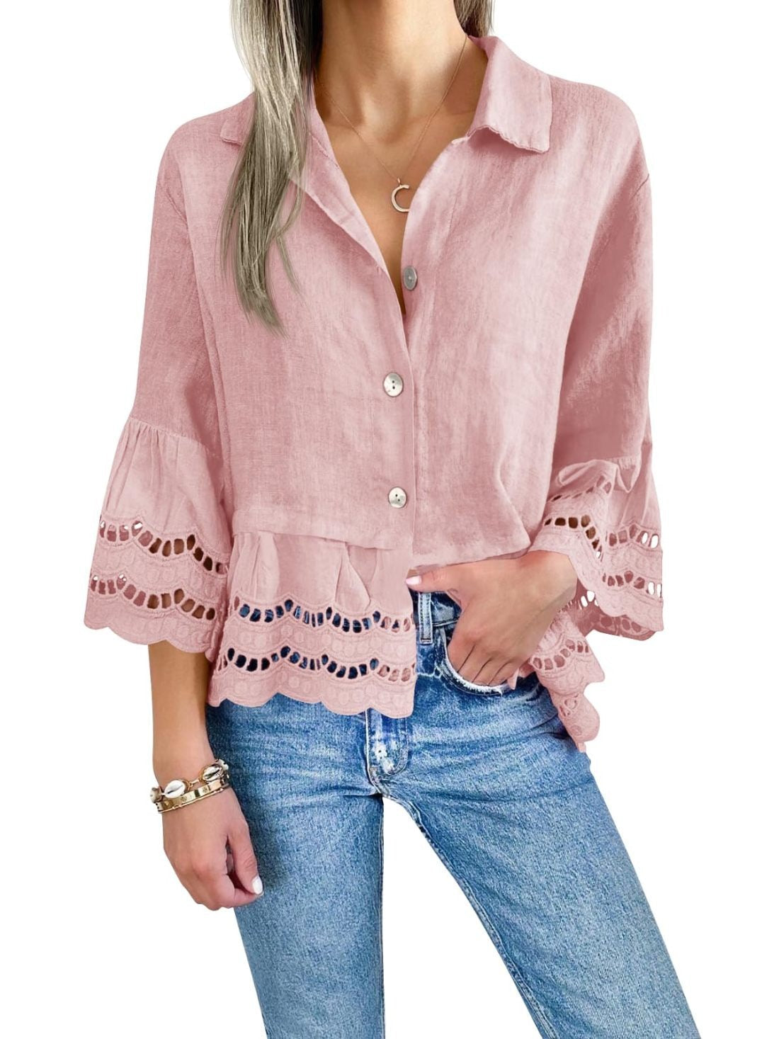 Blouse with hollowed out design