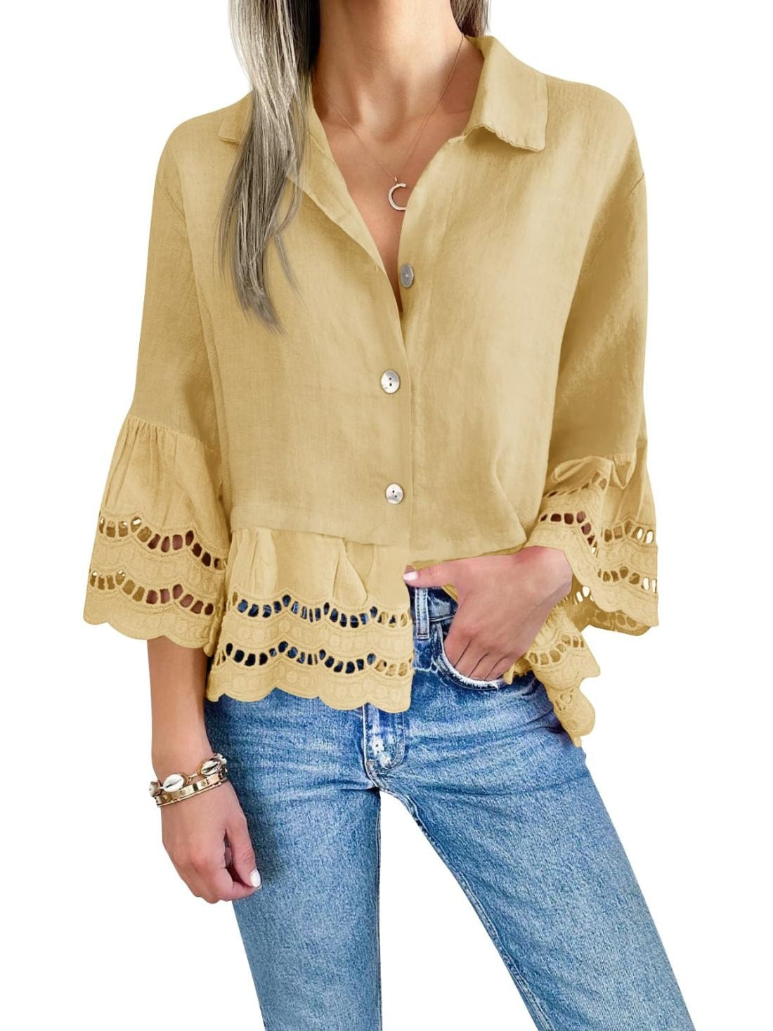 Blouse with hollowed out design