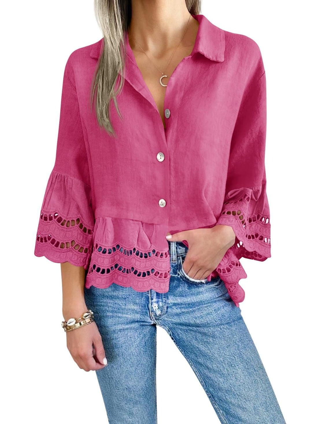 Blouse with hollowed out design