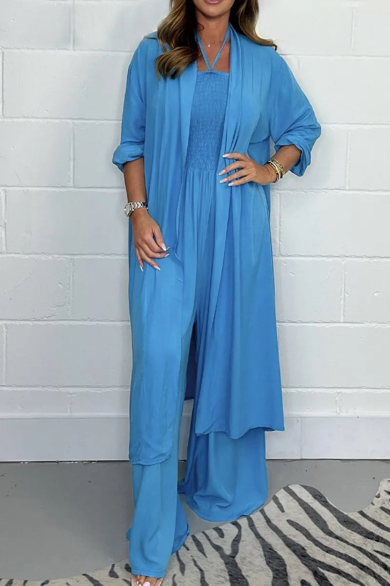 Halterneck lace-up jumpsuit