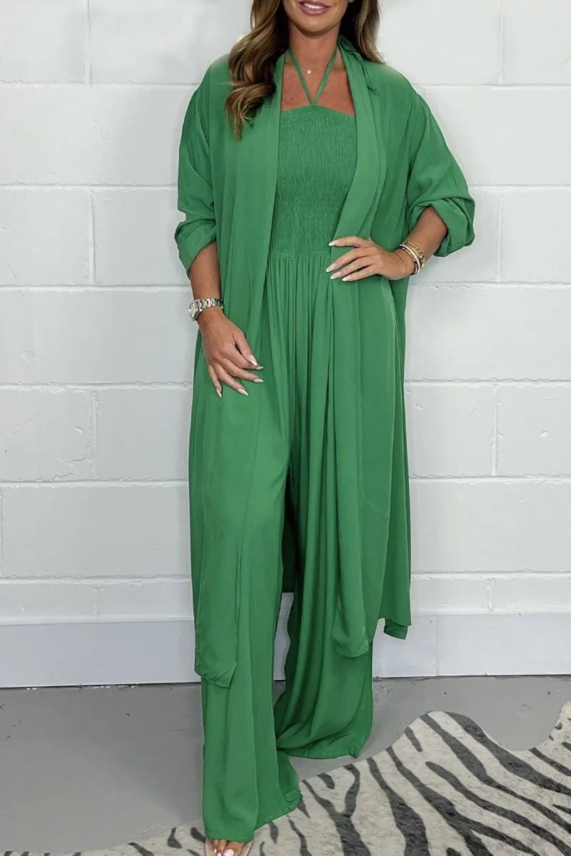 Halterneck lace-up jumpsuit