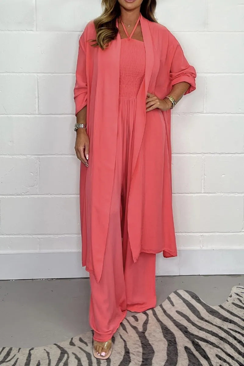 Halterneck lace-up jumpsuit