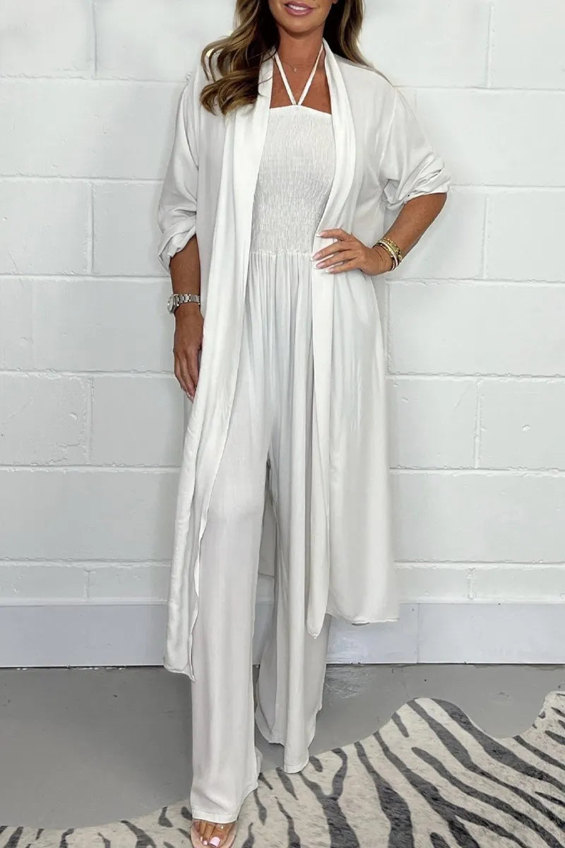 Halterneck lace-up jumpsuit