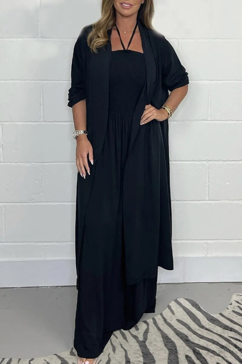 Halterneck lace-up jumpsuit