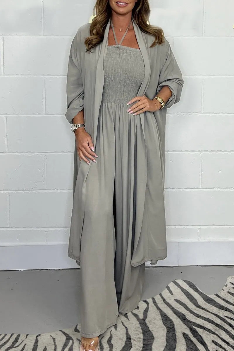 Halterneck lace-up jumpsuit