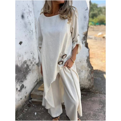 Women's Irregular Dress and Loose Fit Pants (2-Piece Set)